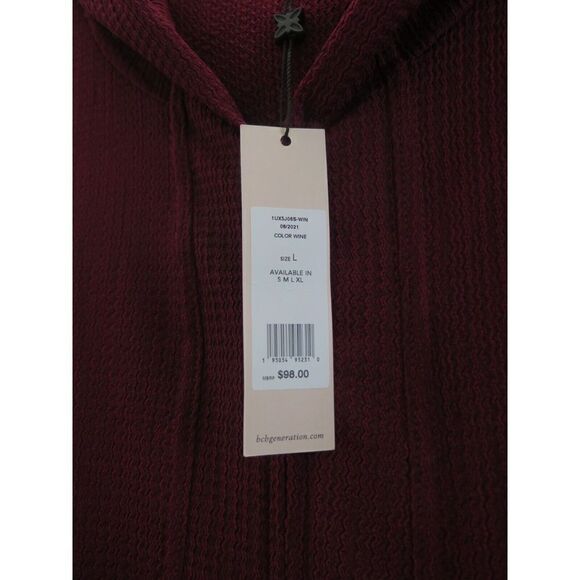 BCBGeneration Women's Sz L Wine Short Waffle Knit Slouchy Zip Up Hoodie $98+ - Picture 8 of 8